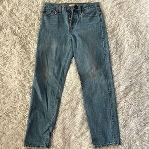 Classic High-Rise Wedgie Straight Leg Denim Jeans - Blue